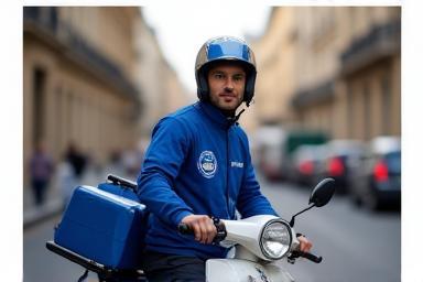 Coursier Livraison Express France en scooter à Paris